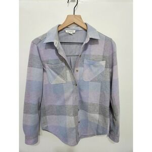 Beachlunchlounge Pastel Plaid Button Down Shirt Lavender Blue Grey XS
